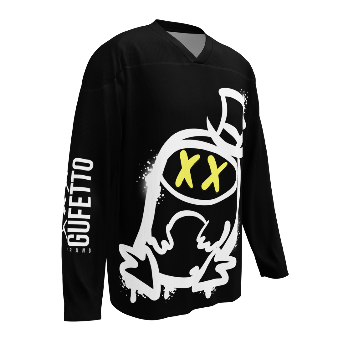 Maglia riciclata fan dell'hockey GUFETTO 2 BIANCO OCCHI GIALLI - Gufetto Brand 
