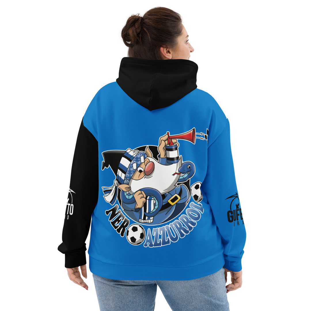 Felpa con cappuccio Uomo/Donna NERO AZZURROLO - Gufetto Brand 