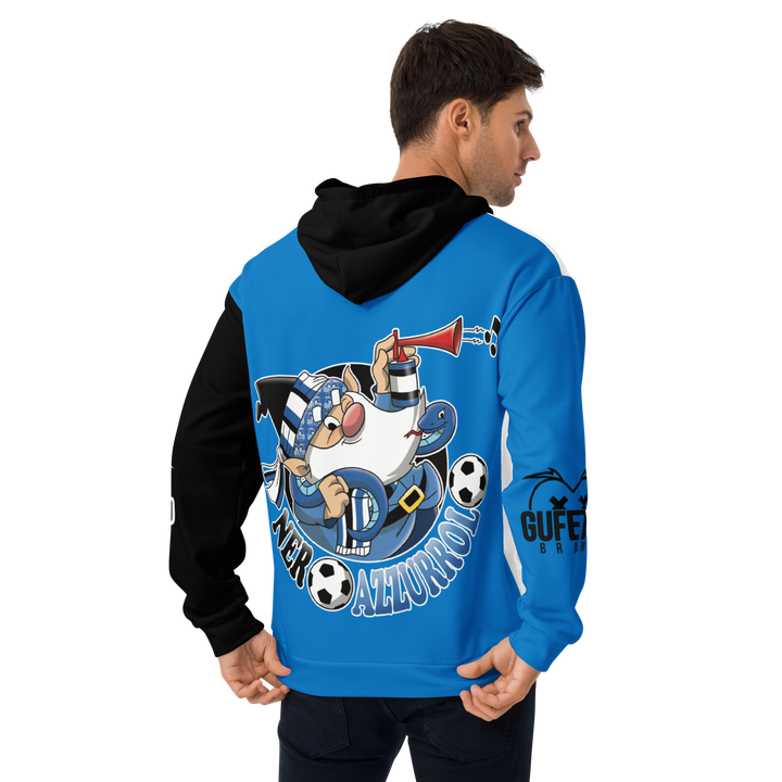 Felpa con cappuccio Uomo/Donna NERO AZZURROLO - Gufetto Brand 