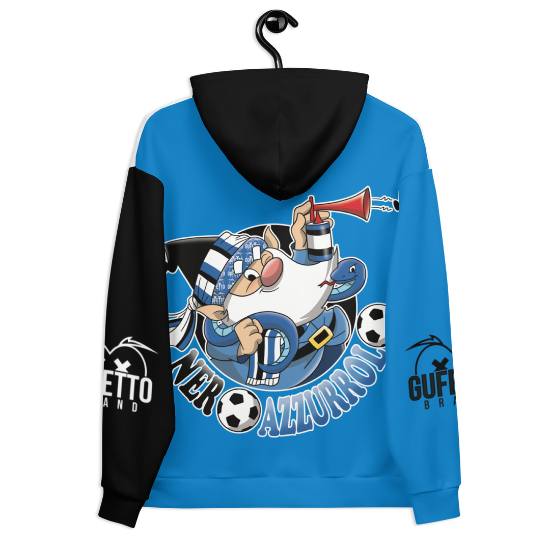 Felpa con cappuccio Uomo/Donna NERO AZZURROLO - Gufetto Brand 
