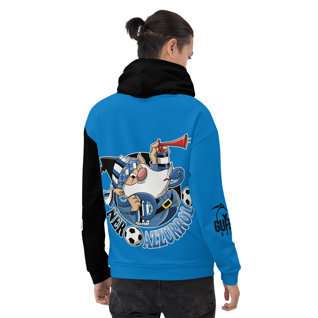 Felpa con cappuccio Uomo/Donna NERO AZZURROLO - Gufetto Brand 