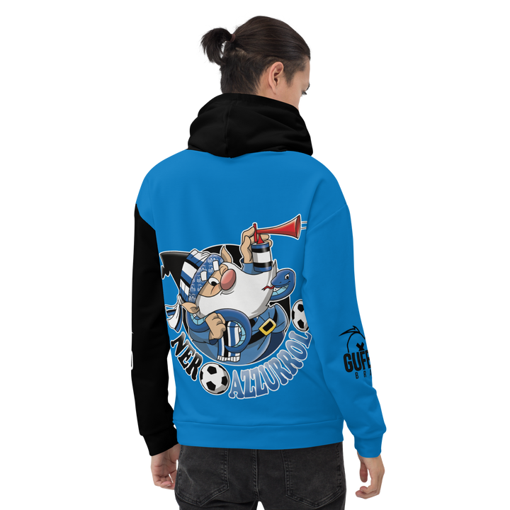 Felpa con cappuccio Uomo/Donna NERO AZZURROLO - Gufetto Brand 