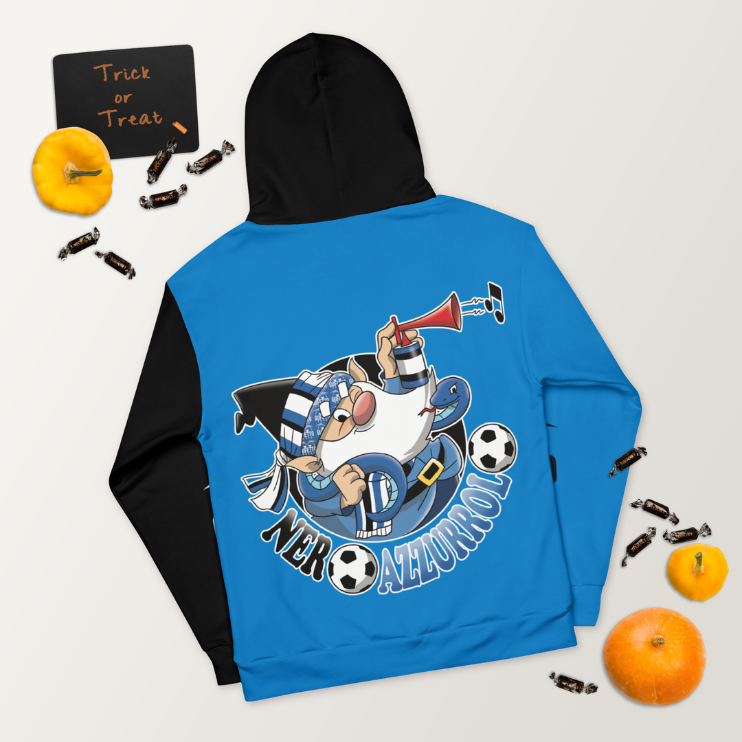 Felpa con cappuccio Uomo/Donna NERO AZZURROLO - Gufetto Brand 