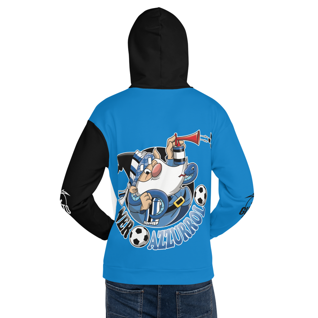 Felpa con cappuccio Uomo/Donna NERO AZZURROLO - Gufetto Brand 