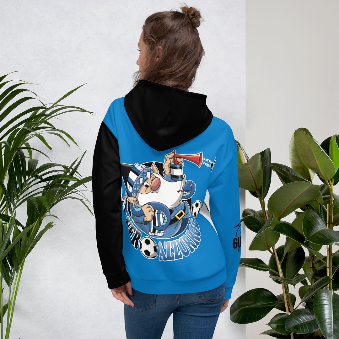 Felpa con cappuccio Uomo/Donna NERO AZZURROLO - Gufetto Brand 