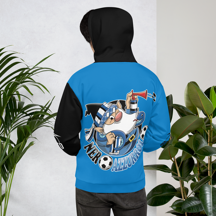 Felpa con cappuccio Uomo/Donna NERO AZZURROLO - Gufetto Brand 