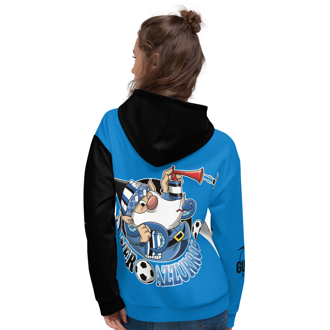Felpa con cappuccio Uomo/Donna NERO AZZURROLO - Gufetto Brand 