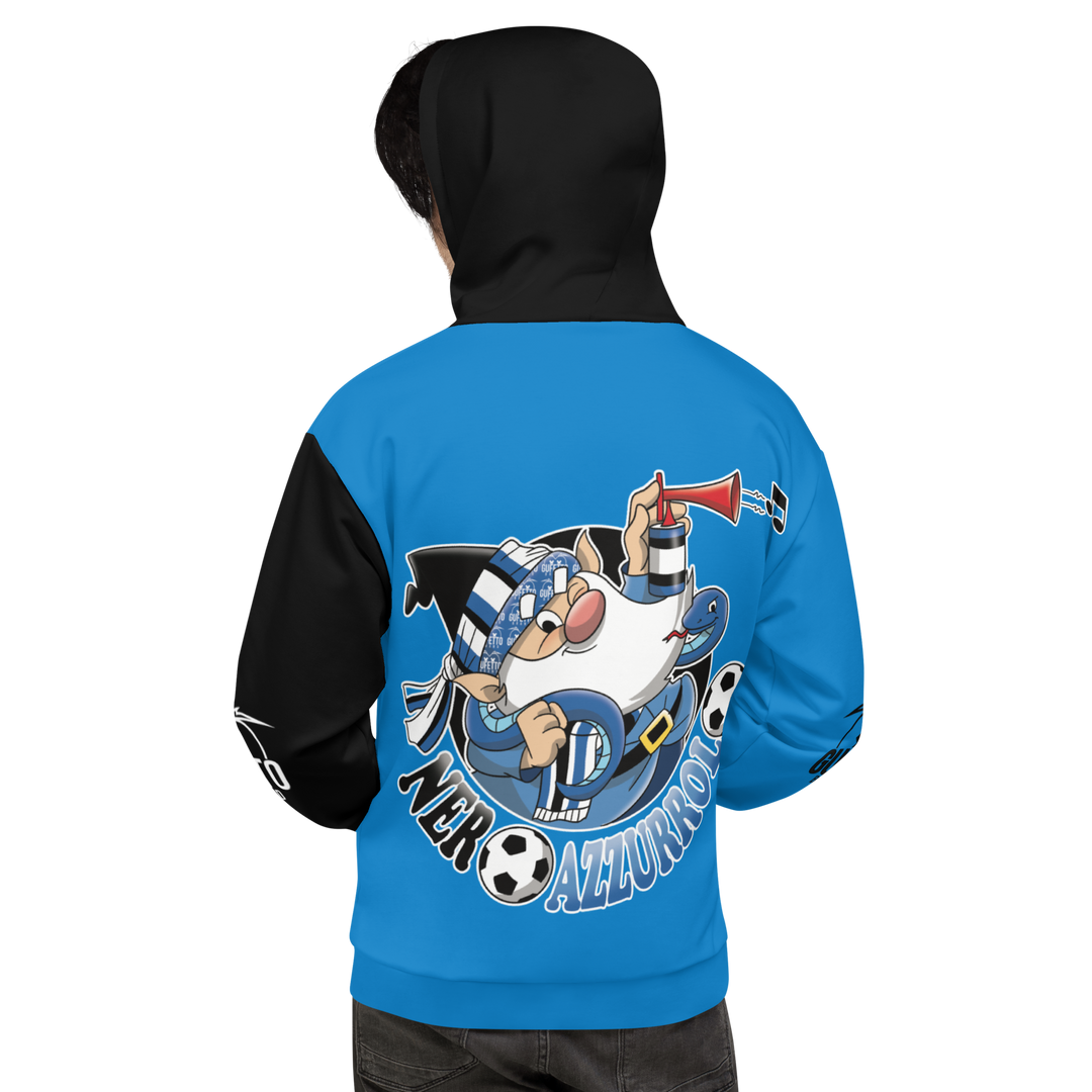Felpa con cappuccio Uomo/Donna NERO AZZURROLO - Gufetto Brand 