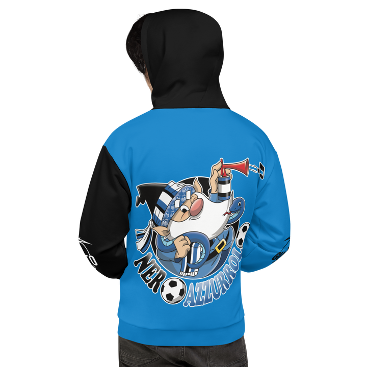 Felpa con cappuccio Uomo/Donna NERO AZZURROLO - Gufetto Brand 