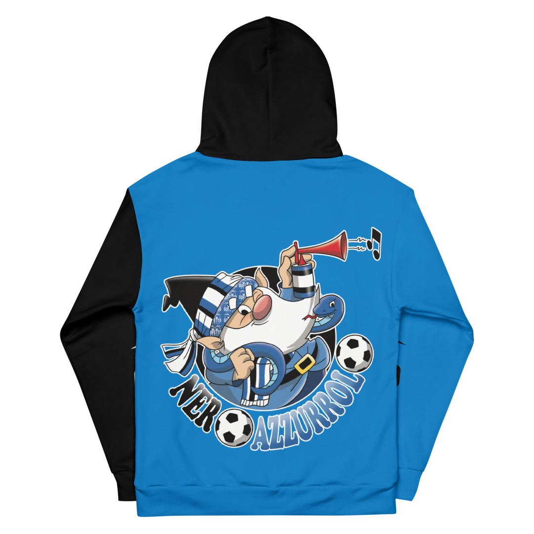 Felpa con cappuccio Uomo/Donna NERO AZZURROLO - Gufetto Brand 