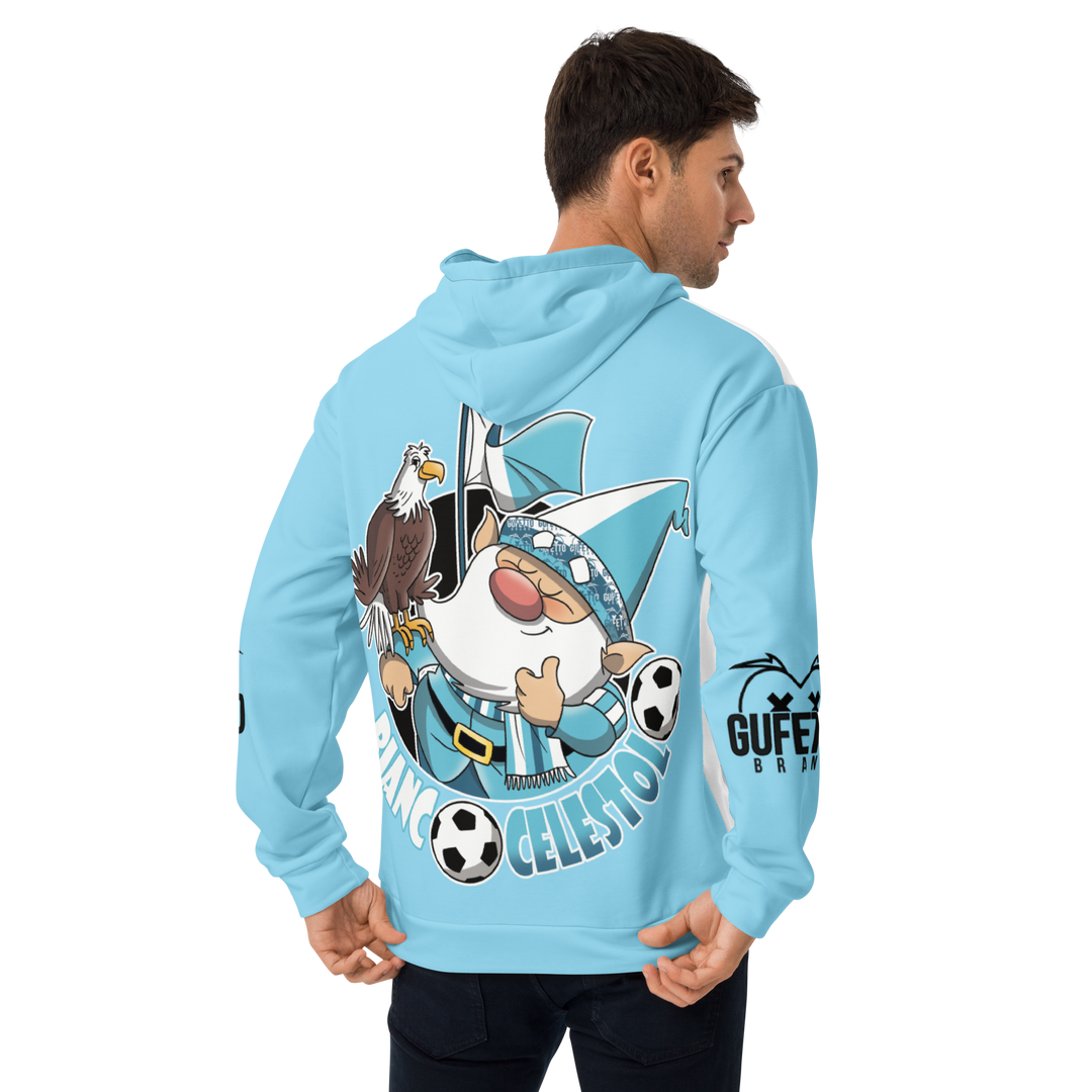 Felpa con cappuccio Uomo/Donna BIANCO CELESTOLO - Gufetto Brand 