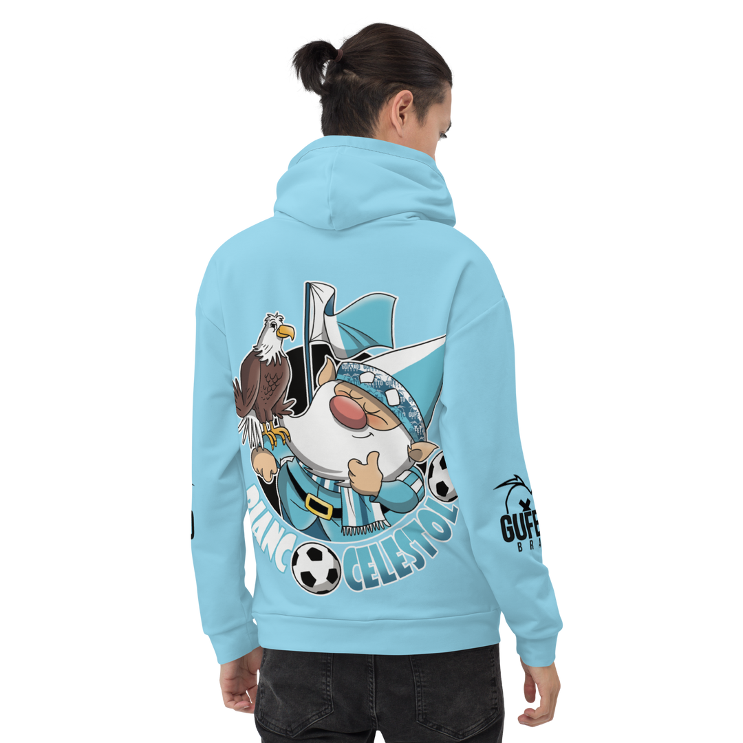 Felpa con cappuccio Uomo/Donna BIANCO CELESTOLO - Gufetto Brand 