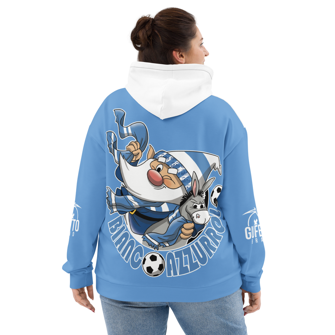 Felpa con cappuccio Uomo/Donna BIANCO AZZURROLO - Gufetto Brand 