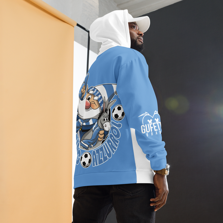 Felpa con cappuccio Uomo/Donna BIANCO AZZURROLO - Gufetto Brand 