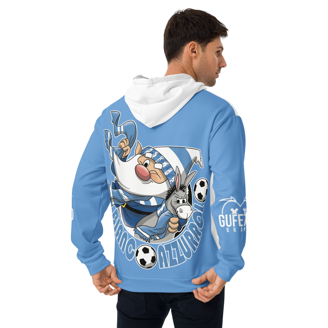 Felpa con cappuccio Uomo/Donna BIANCO AZZURROLO - Gufetto Brand 