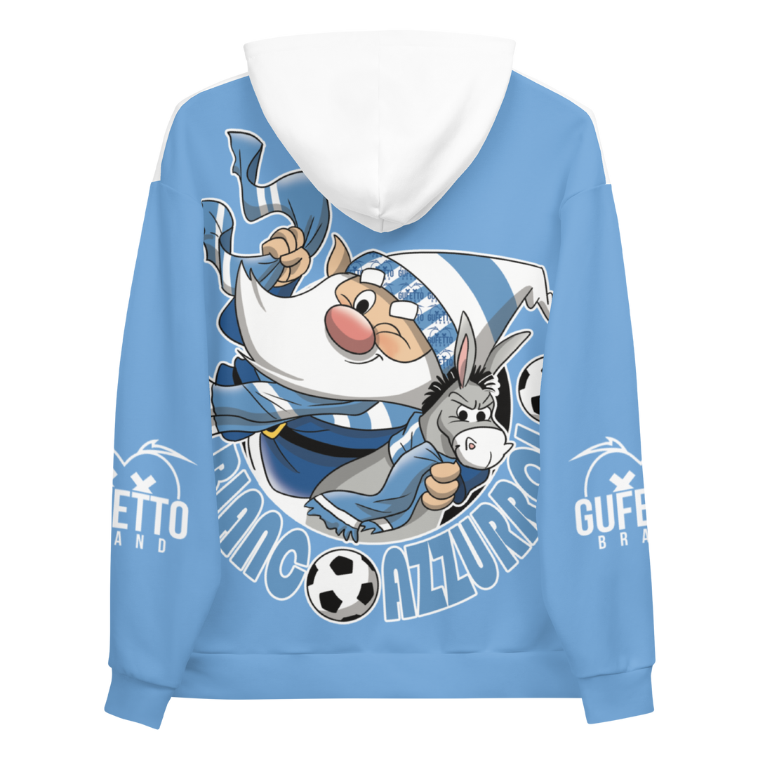 Felpa con cappuccio Uomo/Donna BIANCO AZZURROLO - Gufetto Brand 
