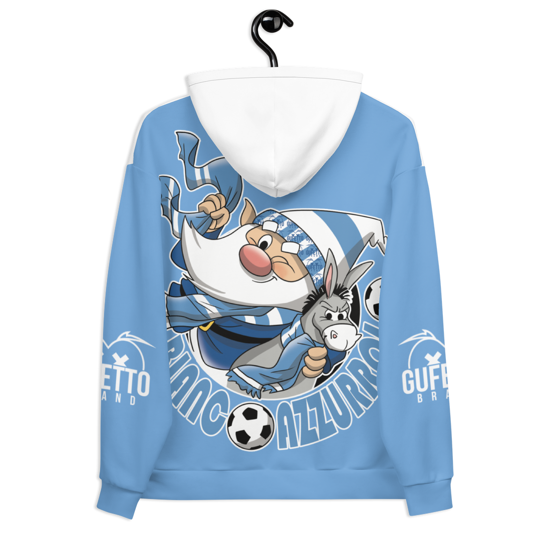 Felpa con cappuccio Uomo/Donna BIANCO AZZURROLO - Gufetto Brand 