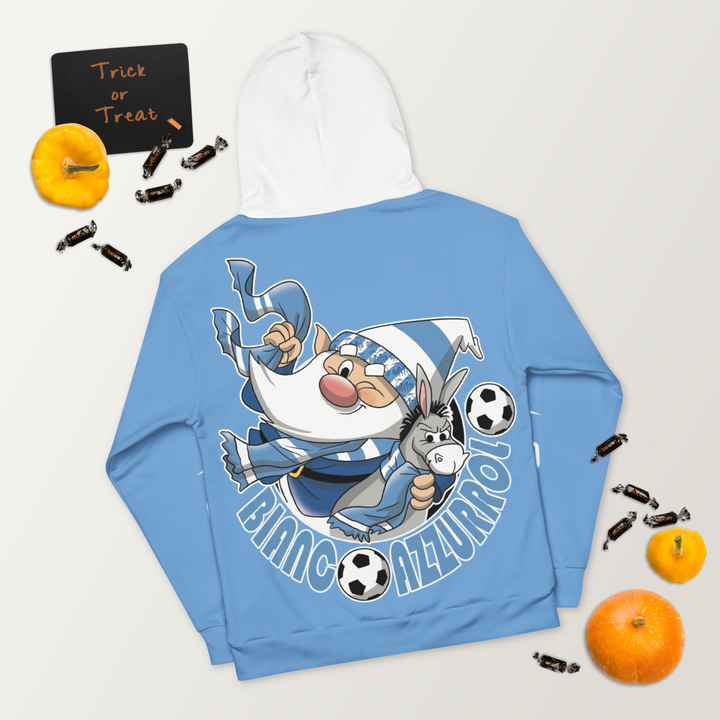 Felpa con cappuccio Uomo/Donna BIANCO AZZURROLO - Gufetto Brand 