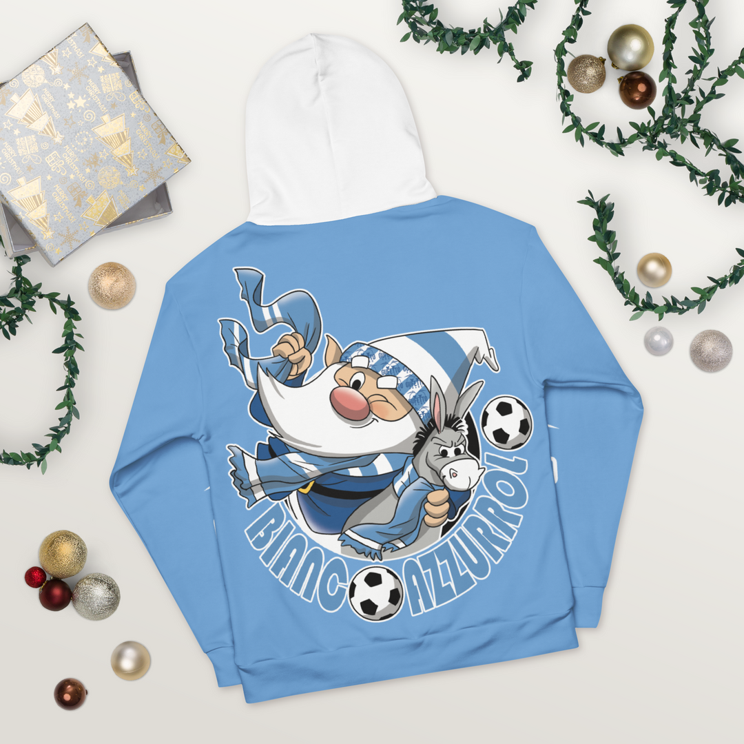 Felpa con cappuccio Uomo/Donna BIANCO AZZURROLO - Gufetto Brand 