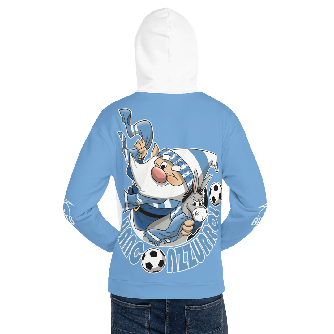 Felpa con cappuccio Uomo/Donna BIANCO AZZURROLO - Gufetto Brand 