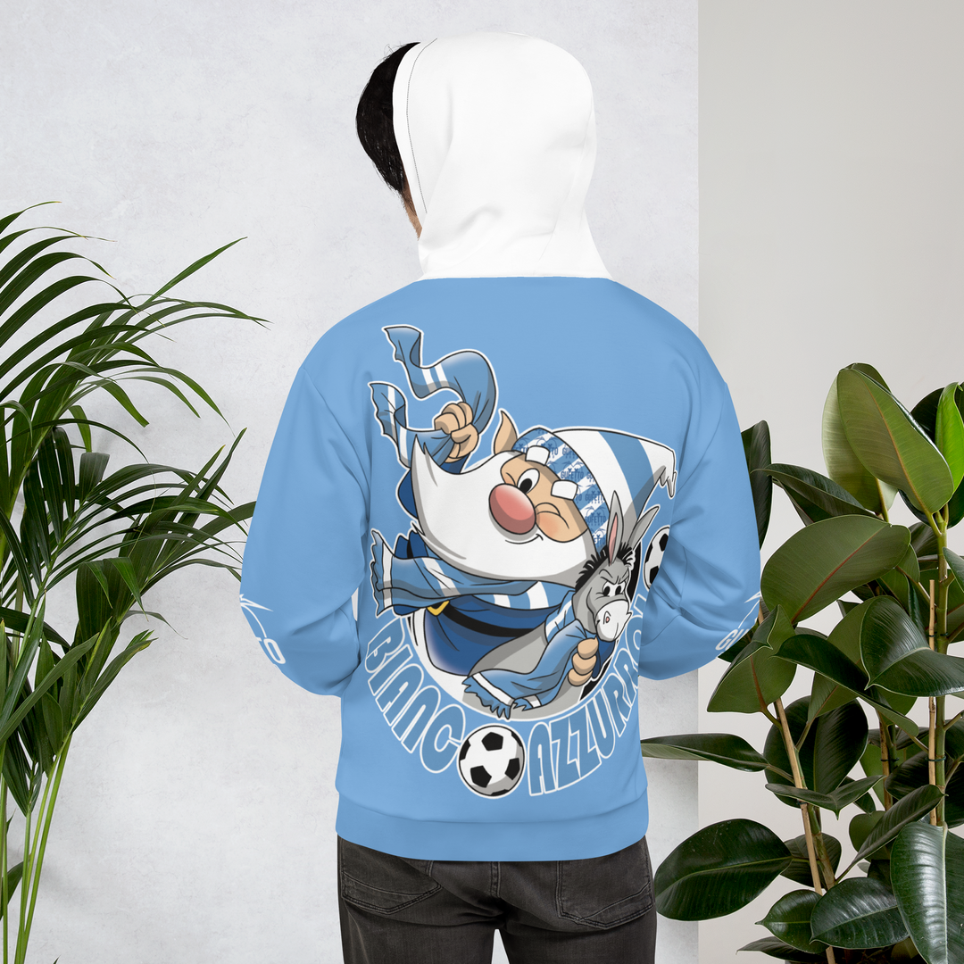 Felpa con cappuccio Uomo/Donna BIANCO AZZURROLO - Gufetto Brand 
