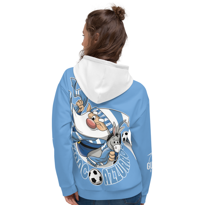 Felpa con cappuccio Uomo/Donna BIANCO AZZURROLO - Gufetto Brand 