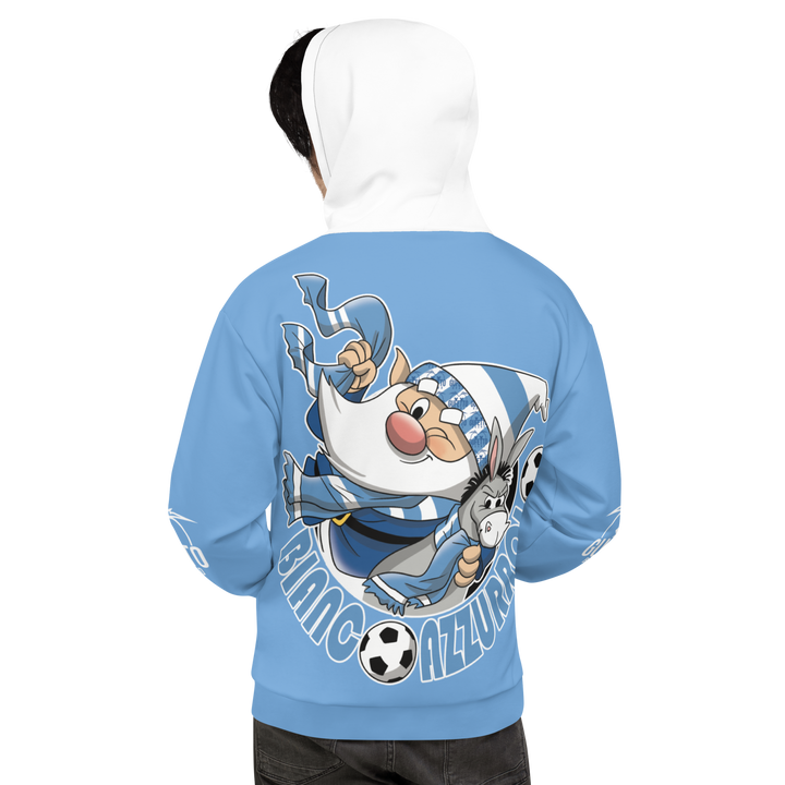 Felpa con cappuccio Uomo/Donna BIANCO AZZURROLO - Gufetto Brand 