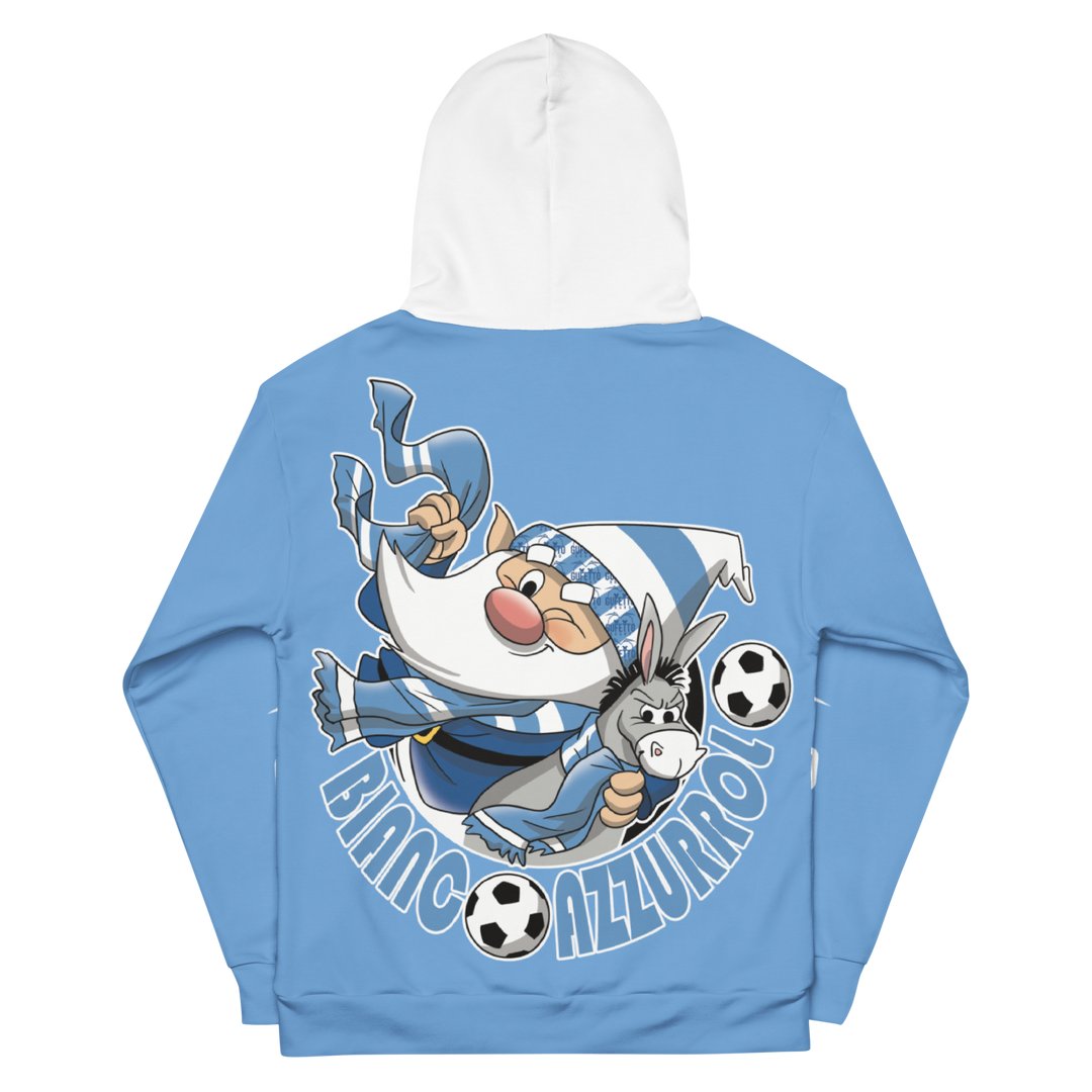 Felpa con cappuccio Uomo/Donna BIANCO AZZURROLO - Gufetto Brand 