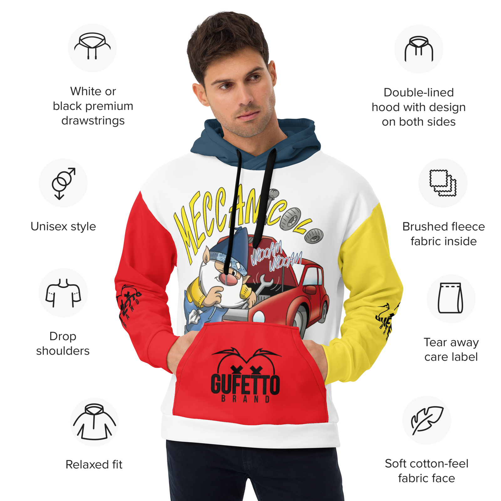 Felpa con cappuccio Uomo/Donna MECCANICOLO - Gufetto Brand 
