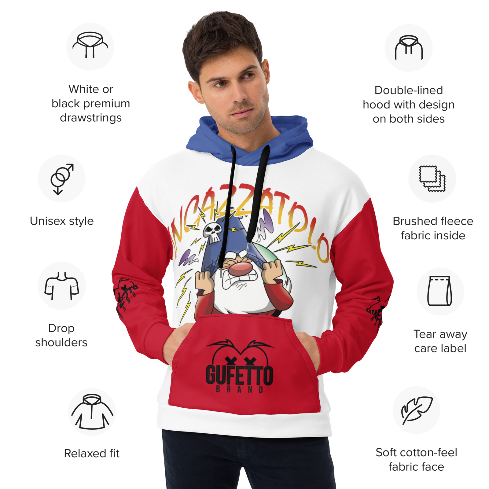 Felpa con cappuccio Uomo/Donna INCAZZATOLO - Gufetto Brand 