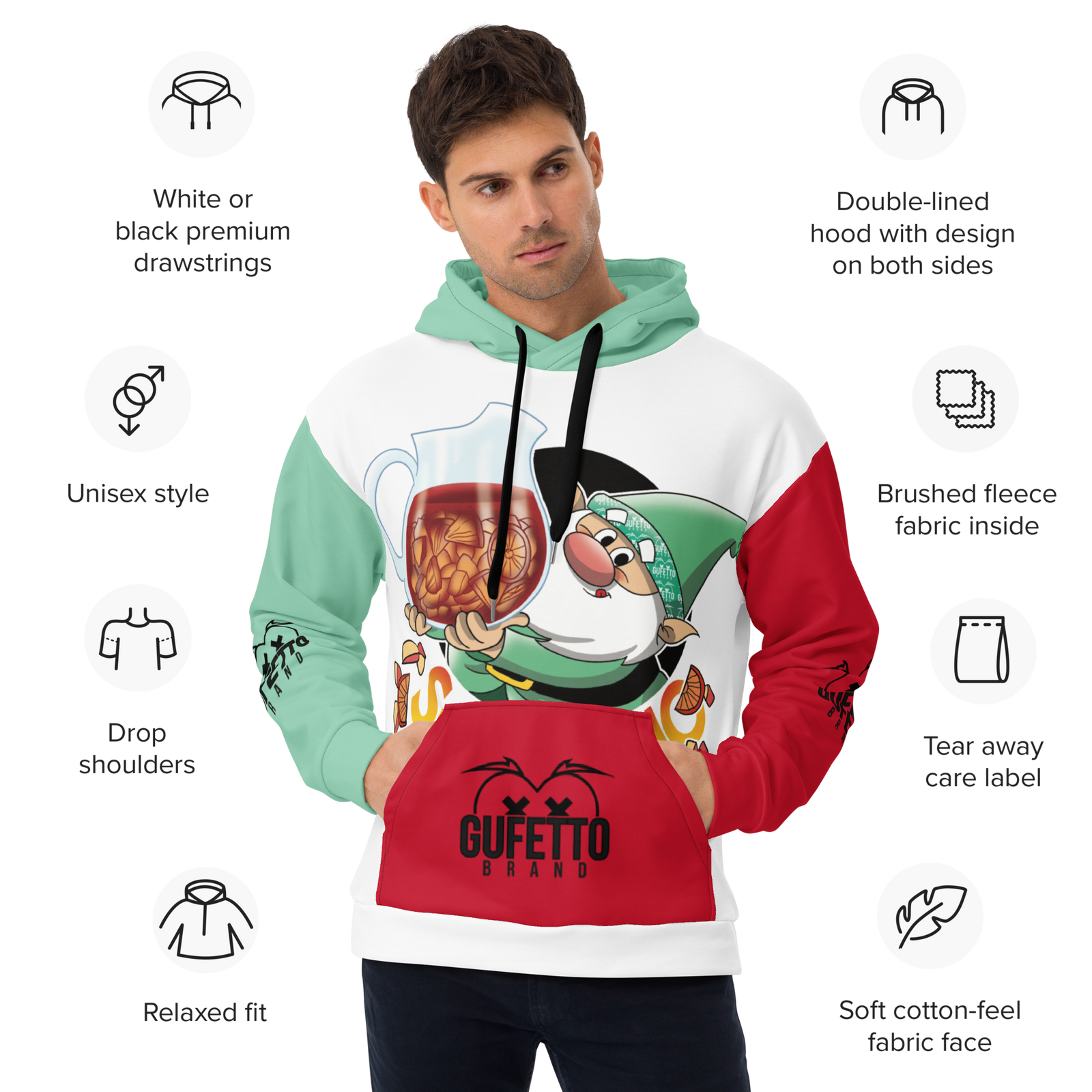 Felpa con cappuccio Uomo/Donna SANGRIOLO - Gufetto Brand 