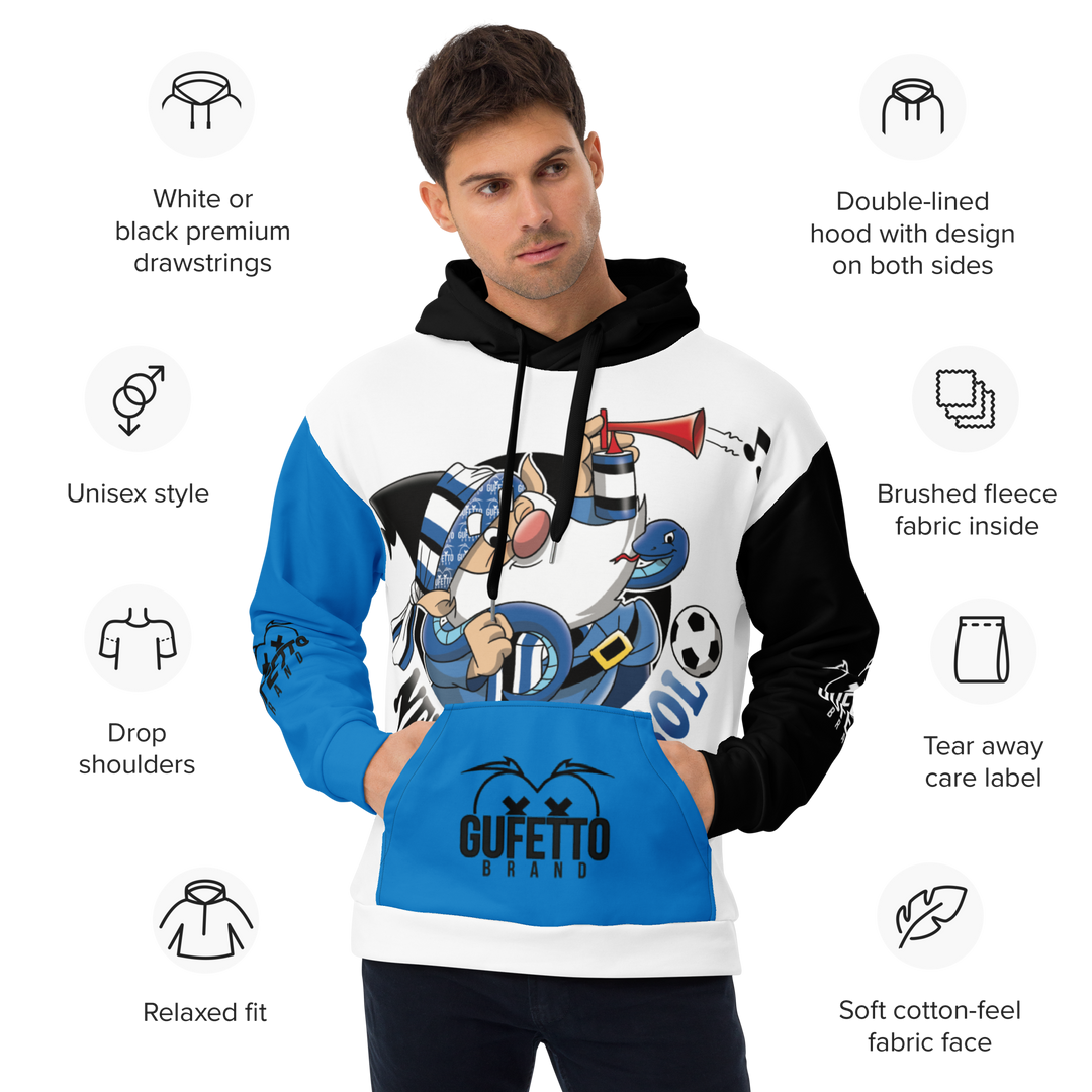 Felpa con cappuccio Uomo/Donna NERO AZZURROLO - Gufetto Brand 