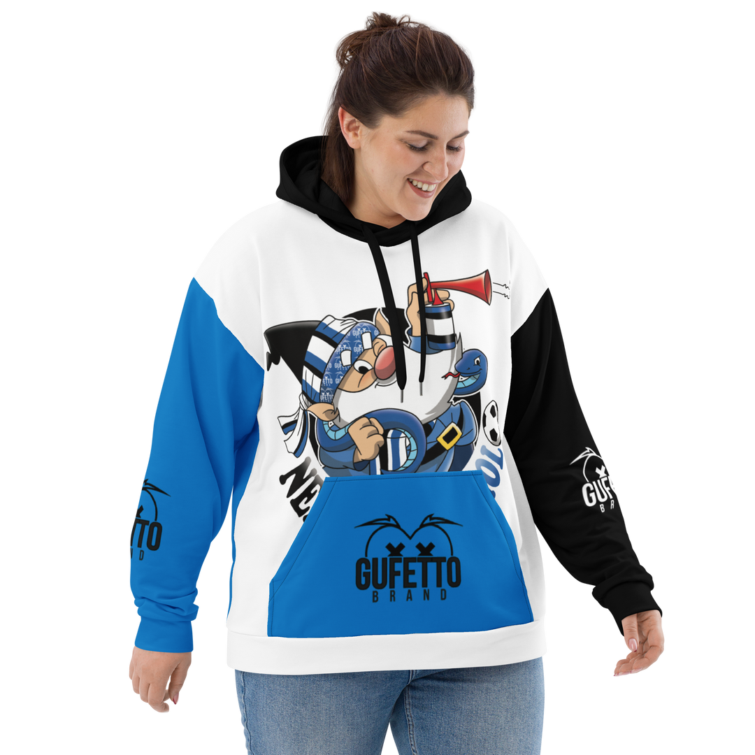 Felpa con cappuccio Uomo/Donna NERO AZZURROLO - Gufetto Brand 