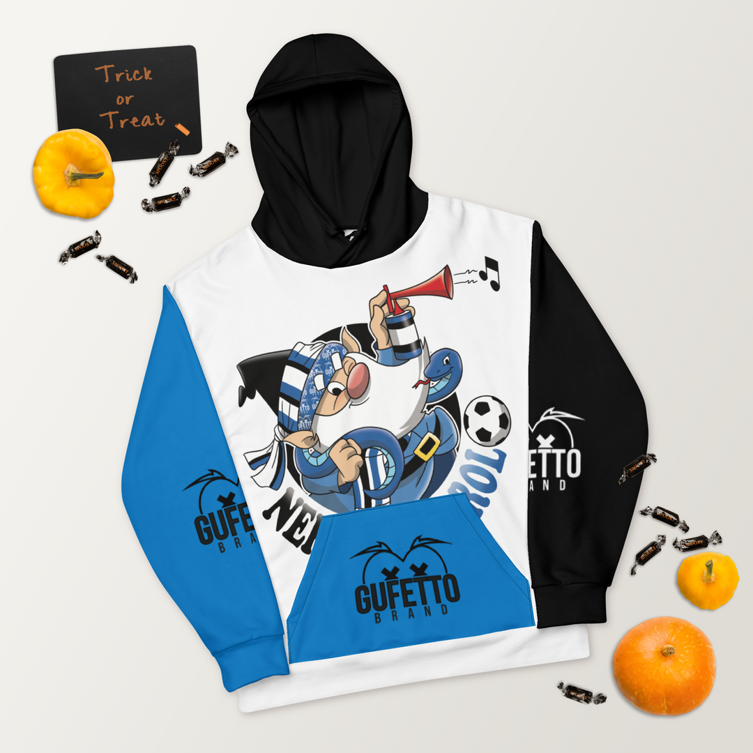 Felpa con cappuccio Uomo/Donna NERO AZZURROLO - Gufetto Brand 
