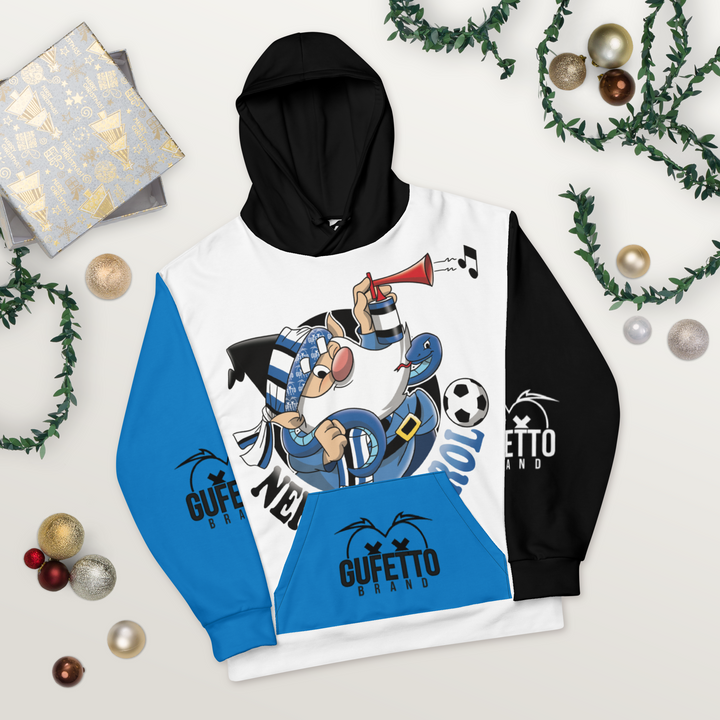 Felpa con cappuccio Uomo/Donna NERO AZZURROLO - Gufetto Brand 