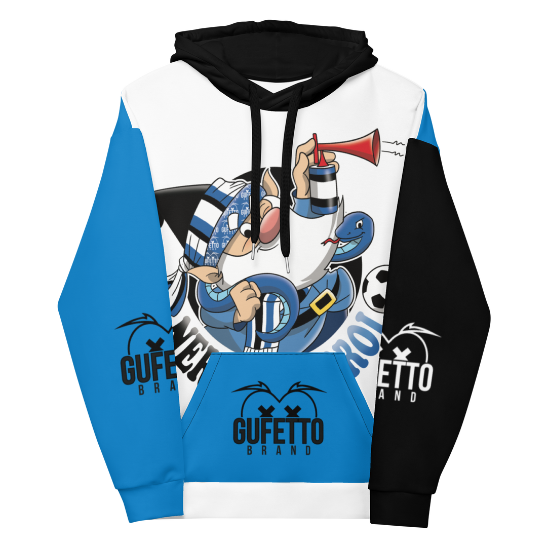 Felpa con cappuccio Uomo/Donna NERO AZZURROLO - Gufetto Brand 