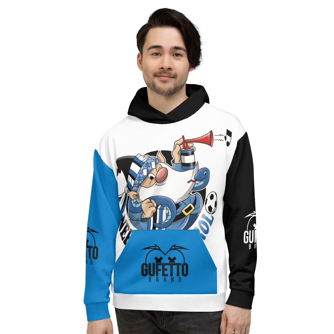 Felpa con cappuccio Uomo/Donna NERO AZZURROLO - Gufetto Brand 