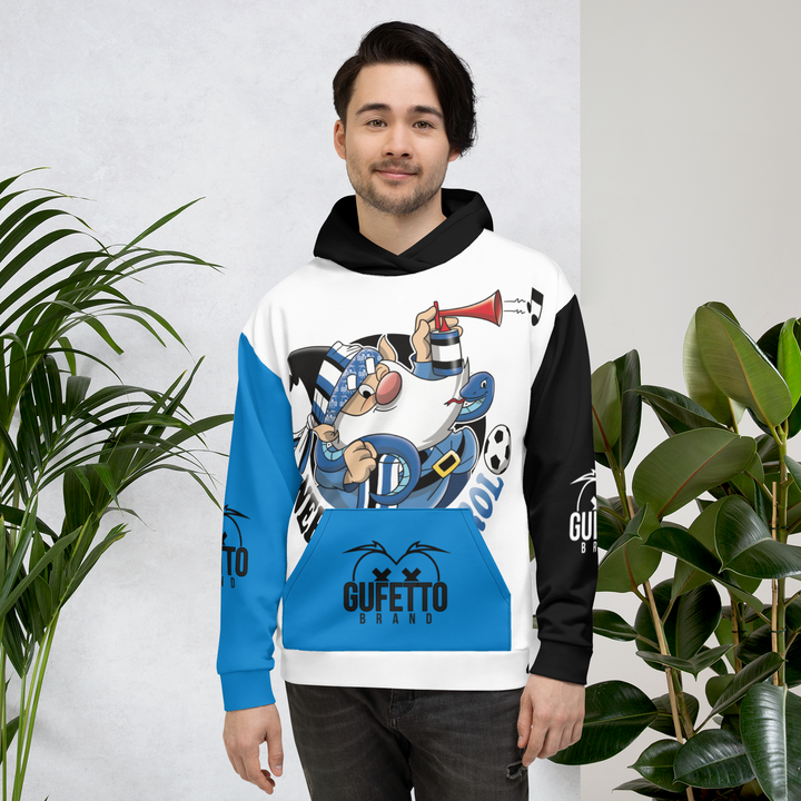 Felpa con cappuccio Uomo/Donna NERO AZZURROLO - Gufetto Brand 