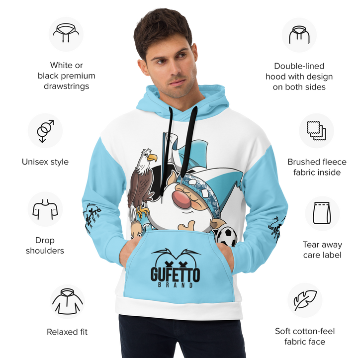 Felpa con cappuccio Uomo/Donna BIANCO CELESTOLO - Gufetto Brand 