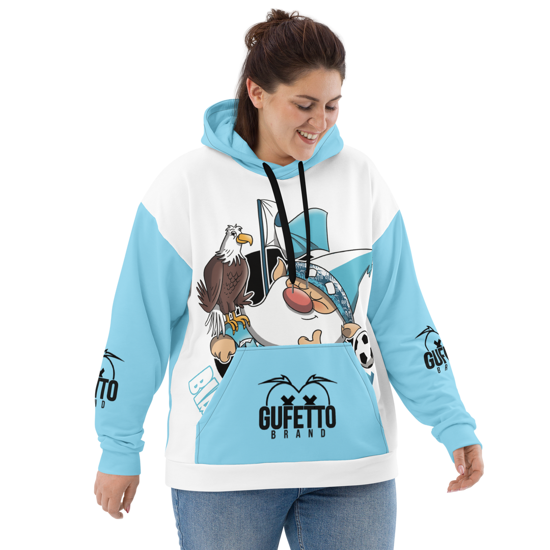Felpa con cappuccio Uomo/Donna BIANCO CELESTOLO - Gufetto Brand 
