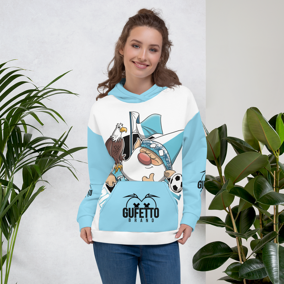 Felpa con cappuccio Uomo/Donna BIANCO CELESTOLO - Gufetto Brand 
