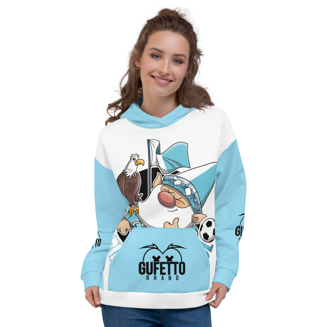 Felpa con cappuccio Uomo/Donna BIANCO CELESTOLO - Gufetto Brand 