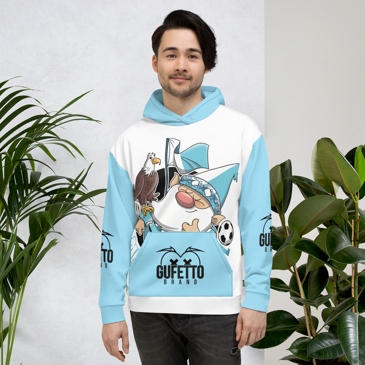 Felpa con cappuccio Uomo/Donna BIANCO CELESTOLO - Gufetto Brand 