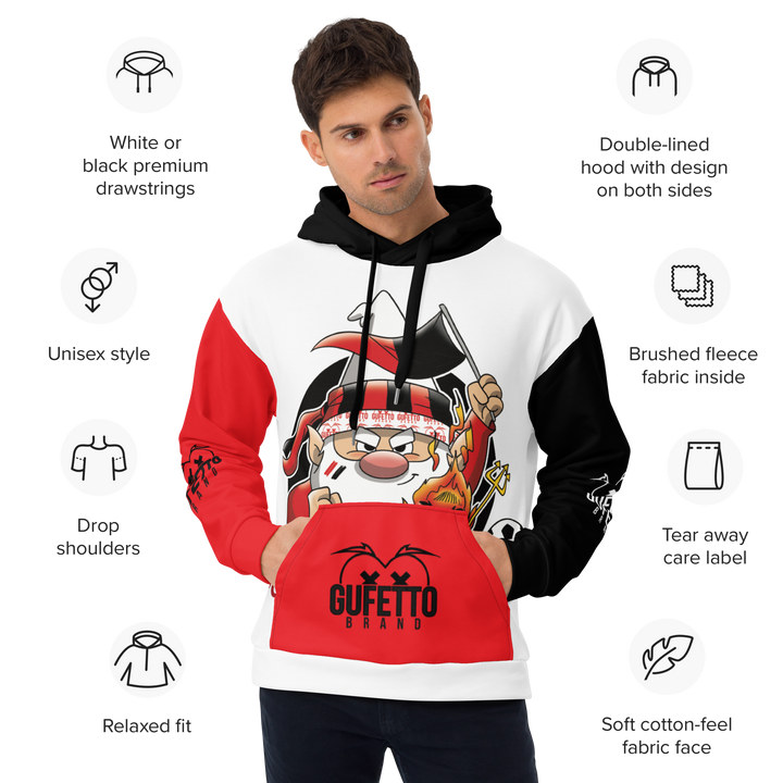 Felpa con cappuccio Uomo/Donna ROSSO NEROLO - Gufetto Brand 