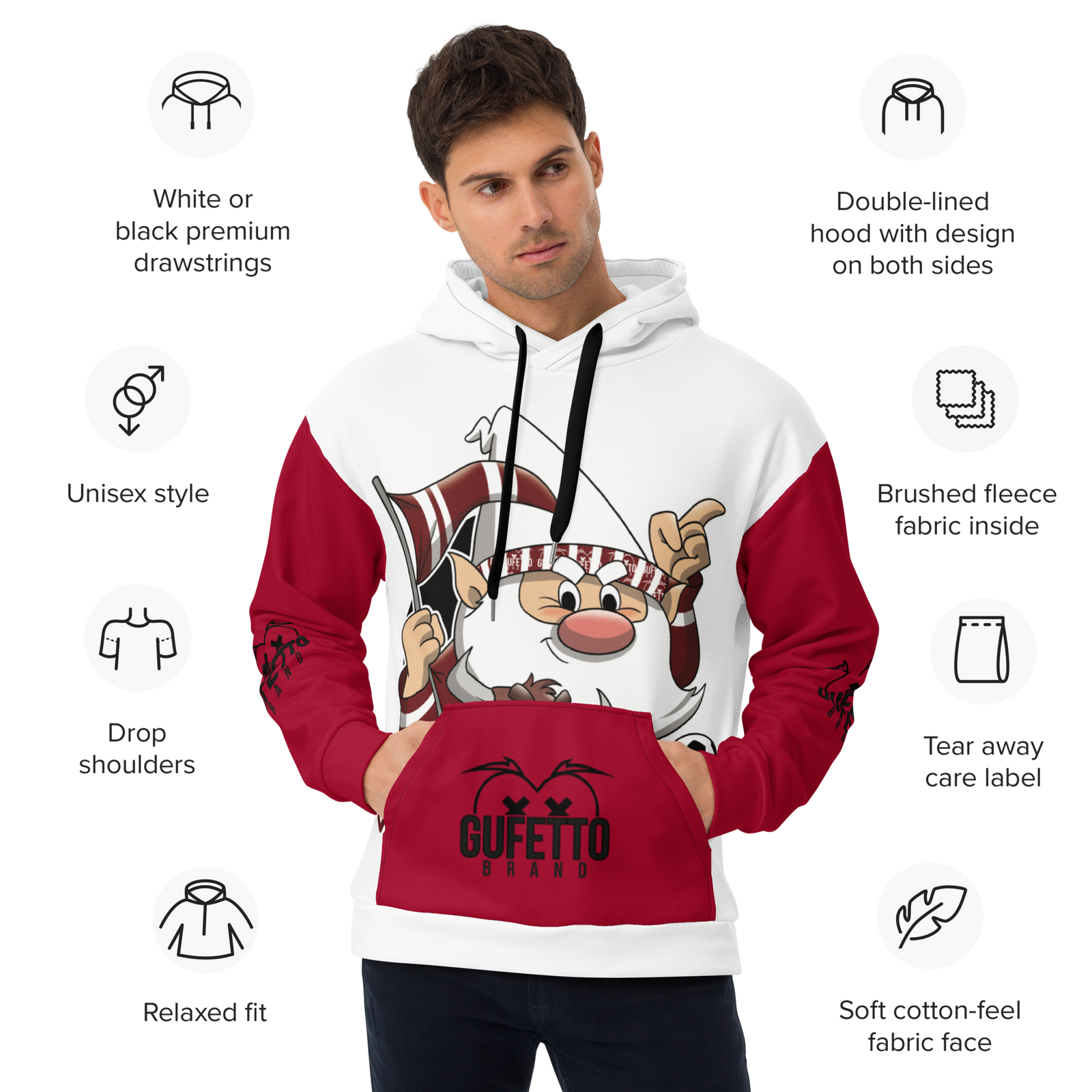 Felpa con cappuccio Uomo/Donna GRANATOLO - Gufetto Brand 