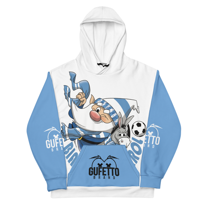 Felpa con cappuccio Uomo/Donna BIANCO AZZURROLO - Gufetto Brand 