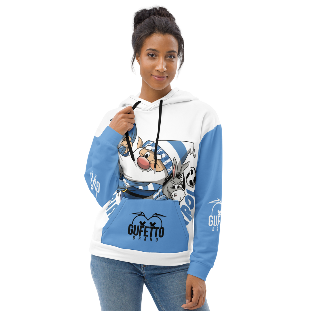 Felpa con cappuccio Uomo/Donna BIANCO AZZURROLO - Gufetto Brand 