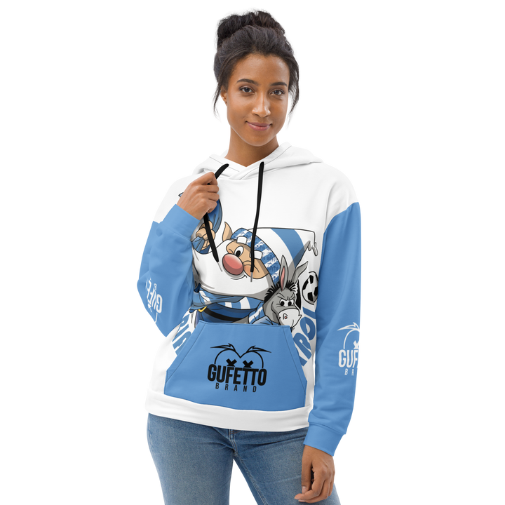 Felpa con cappuccio Uomo/Donna BIANCO AZZURROLO - Gufetto Brand 