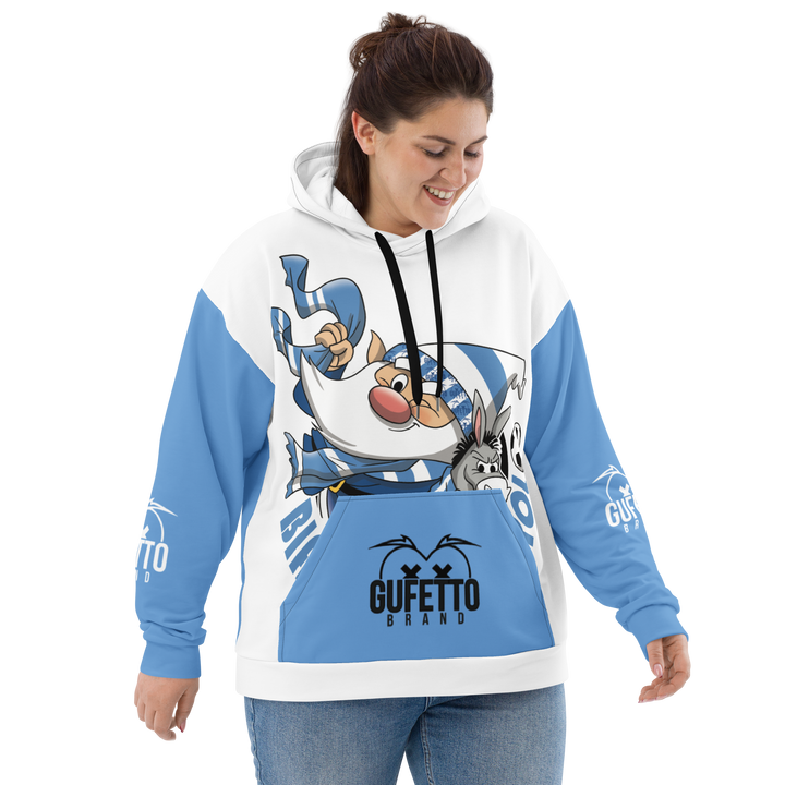 Felpa con cappuccio Uomo/Donna BIANCO AZZURROLO - Gufetto Brand 