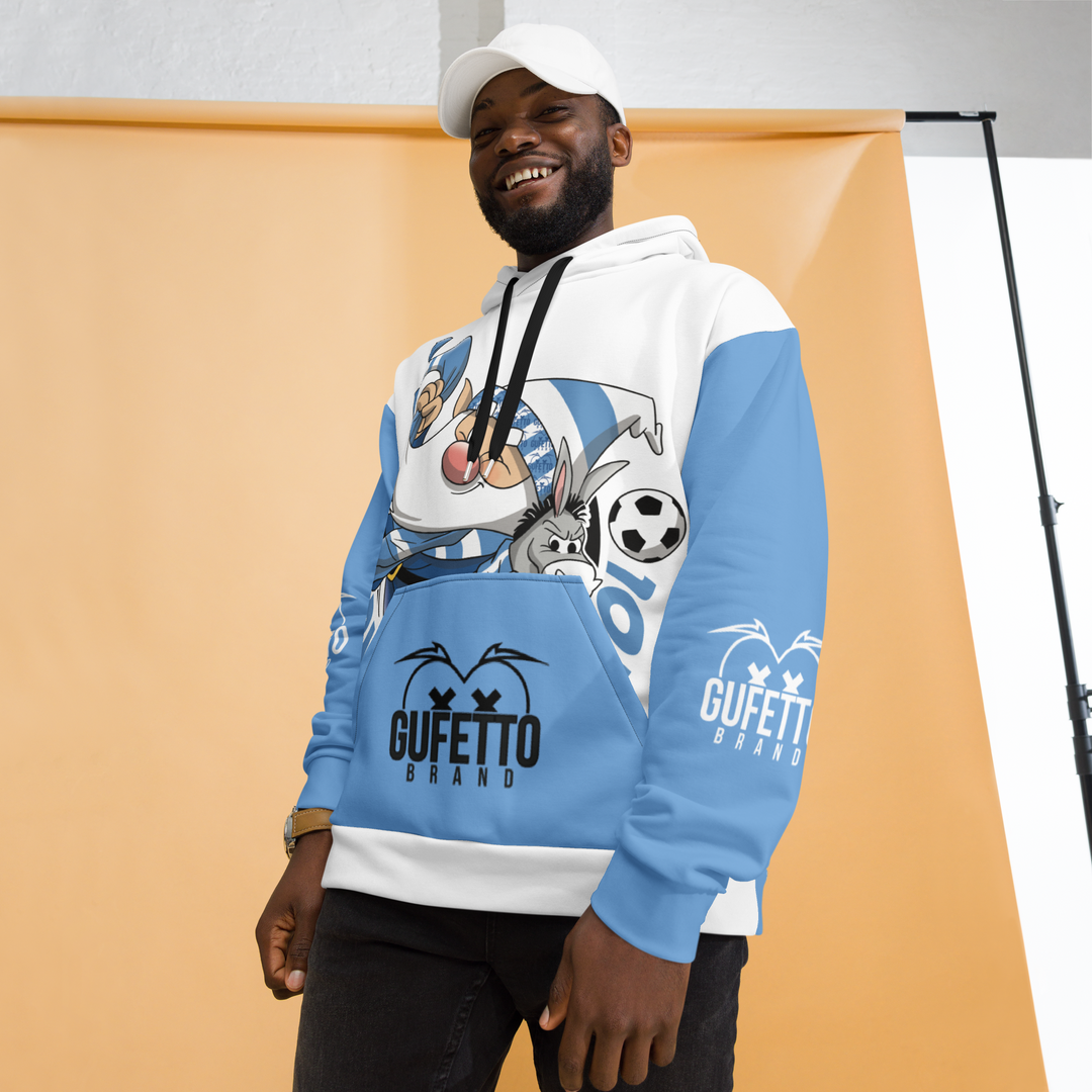 Felpa con cappuccio Uomo/Donna BIANCO AZZURROLO - Gufetto Brand 